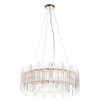 Люстра подвесная круглая с прозрачными хрустальными трубками и золотистым каркасом Диаметр 60 см Hexagon Tube Light варинант исполнения - 1 | Loft Concept в Воронеже