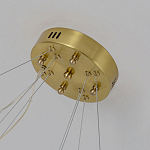 Люстра подвесная двухъярусная с золотистымыми кольцами и прозрачными стеклянными элементами Ring Horizontal варинант исполнения - 2 | Loft Concept в Воронеже