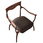 Стул деревянный с мягким сиденьем из коричневой натуральной кожи Moon Walnut Furniture варинант исполнения - 13 | Loft Concept в Воронеже