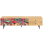Длинная ТВ-тумба с принтом на ящиках Elise TV Stand варинант исполнения - 1 | Loft Concept в Воронеже