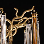 Люстра подвесная золотого цвета с разветвленными ветвями и прозрачными стеклянными подвесками Droplet Chandelier варинант исполнения - 8 | Loft Concept в Воронеже