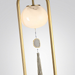 Торшер с шарообразным плафоном из белого стекла с подвеской из камня и длинной кисточкой Agatelle варинант исполнения - 4 | Loft Concept в Воронеже