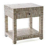 Тумбочка прикроватная Vancouver Bone Inlay Bedside Beige варинант исполнения - 1 | Loft Concept в Воронеже