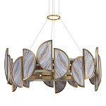 Люстра круглая с полукруглыми плафонами из искусственного алебастра в бронзовой оправе Marbella варинант исполнения - 1 | Loft Concept в Воронеже