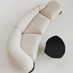 Диван Cannes трехместный с обивкой букле молочного цвета варинант исполнения - 1 | Loft Concept в Воронеже