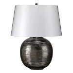 Настольная лампа с круглым фарфоровым основанием ручной работы с покрытием глазурью и белым абажуром из искусственного шелка Elstead Lighting варинант исполнения - 1 | Loft Concept в Воронеже