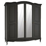 Шкаф черный четырехдверный из массива бука с зеркалами Black Provence варинант исполнения - 1 | Loft Concept в Воронеже