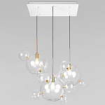Люстра подвесная 3 лампы с прозрачными стеклянными шарами и золотыми деталями Giopato & Coombes варинант исполнения - 1 | Loft Concept в Воронеже