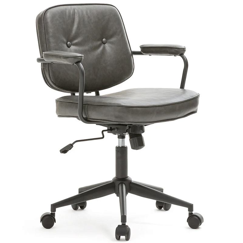 Офисное кресло в винтажном стиле на колёсах Glenn Dark Grey Chair Серый Офисное кресло в винтажном стиле на колёсах Glenn Dark Grey Chair Серый в Воронеже | Loft Concept