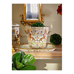 Кашпо с растительным и животным орнаментом на бронзовых ножках Turquoise Blooming Garden варинант исполнения - 5 | Loft Concept в Воронеже