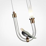 Подвесной светильник с декоративной фигуркой птицы на прозрачной изогнутой трубке Ganthea варинант исполнения - 5 | Loft Concept в Воронеже