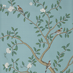 Обои ручная роспись Gustavian Garden Special Colourway on Duck Egg dyed silk варинант исполнения - 1 | Loft Concept в Воронеже