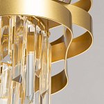 Люстра цвета матового золота с металлическими лентами и длинными прозрачными подвесками Gilded Waves варинант исполнения - 9 | Loft Concept в Воронеже
