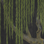 Обои ручная роспись Willow Original colourway on Edo Night painted silk варинант исполнения - 1 | Loft Concept в Воронеже