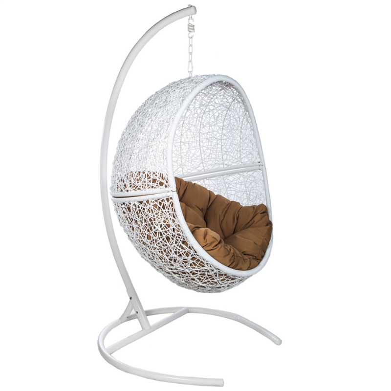 Подвесное уличное кресло Egg Cage white Коричневый Белый Подвесное уличное кресло Egg Cage white Коричневый Белый в Воронеже | Loft Concept