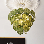 Люстра из зеленых стеклянных дисков с перламутровым эффектом Green Glowing Glaze варинант исполнения - 4 | Loft Concept в Воронеже