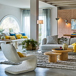 Кресло изогнутое с обивкой из ткани букле Smooth Bend Boucle Chair варинант исполнения - 8 | Loft Concept в Воронеже