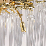 Люстра золотого цвета с декоративными ветками и длинными прозрачными стеклянными подвесами в форме сосулек Droplet Chandelier варинант исполнения - 9 | Loft Concept в Воронеже