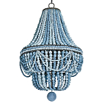Люстра каплевидной формы украшенная круглыми бусинами синяя Blue Wooden Beads Chandelier варинант исполнения - 2 | Loft Concept в Воронеже