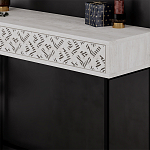 Консоль напольная пыльного белого цвета с выдвижным ящиком с резным орнаментом HEATON CONSOLE OAK варинант исполнения - 4 | Loft Concept в Воронеже