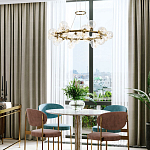 Дизайнерская кольцевая люстра с гирляндой внутри стеклянных сферических плафонов Iona Garland Chandelier 25 варинант исполнения - 3 | Loft Concept в Воронеже