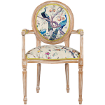 Полукресло из массива бука бежевое с изображением птиц и цветов Beige Green Chinoiserie Garden Chair варинант исполнения - 1 | Loft Concept в Воронеже