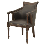 Кресло кожаное на 4-х деревянных ножках из массива березы Ethan Armchair brown варинант исполнения - 3 | Loft Concept в Воронеже