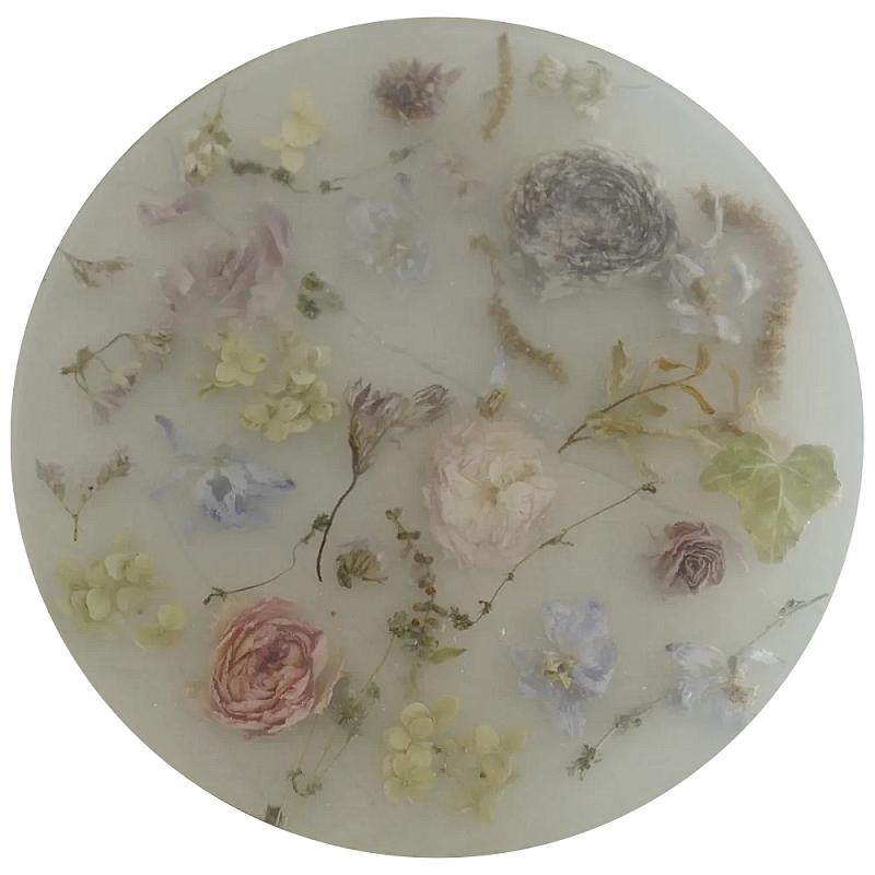 Круглый поднос из эпоксидной смолы с цветами белый Epoxy Resin Flowers Tray White Белый Мульти Круглый поднос из эпоксидной смолы с цветами белый Epoxy Resin Flowers Tray White Белый Мульти в Воронеже | Loft Concept