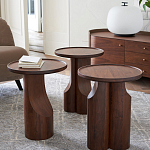 Круглый приставной стол из массива ореха Balu Wooden Side Table варинант исполнения - 7 | Loft Concept в Воронеже