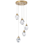 Каскадная люстра с 5-ю хрустальными плафонами Esme Crystal Brass Chandelier варинант исполнения - 1 | Loft Concept в Воронеже