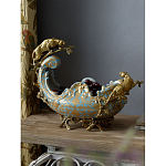 Чаша голубого цвета с оранментом и и бронзовыми фигурами леопардов Eden Garden варинант исполнения - 6 | Loft Concept в Воронеже