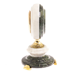 Часы настольные бронзовые из натуральных камней Мрамор и Змеевик Stone Clock варинант исполнения - 9 | Loft Concept в Воронеже