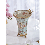 Ваза голубого цвета из фарфора с цветочным рисунком и бронзовой стрекозой Blue Garden варинант исполнения - 7 | Loft Concept в Воронеже