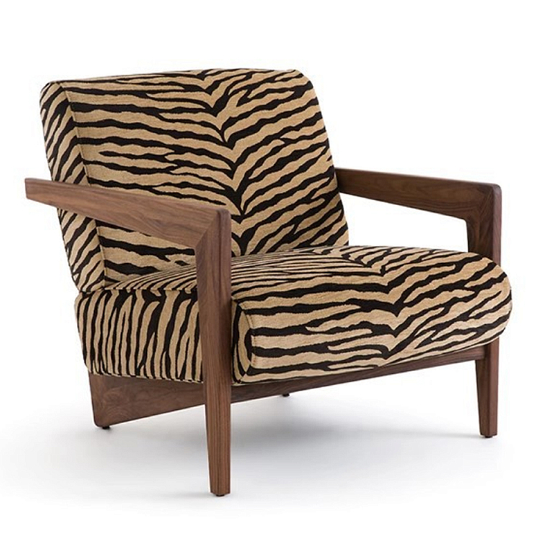 Кресло с обивкой из шенилла с тигровым принтом Tiger Chair Коричневый Кресло с обивкой из шенилла с тигровым принтом Tiger Chair Коричневый в Воронеже | Loft Concept