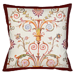 Декоративная подушка бежевая с растительным орнаментом Raffael Floral Beige Red Cushion варинант исполнения - 1 | Loft Concept в Воронеже