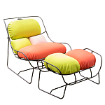 Дизайнерское разноцветное кресло на металлическом каркасе с подставкой для ног Poltronova Plasma Armchair варинант исполнения - 2 | Loft Concept в Воронеже