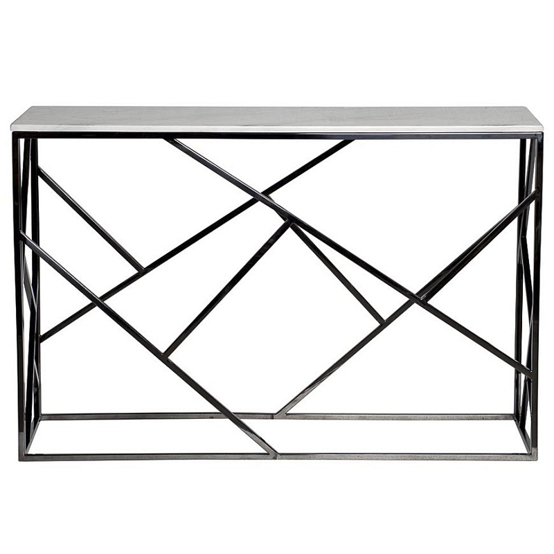 Консоль Serene Furnishing Dark Chrome Marble Top Console Хром Белый в Воронеже | Loft Concept 