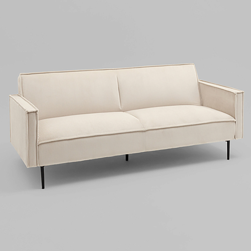 Диван современный вельветовый прямой Worcester Молочный Молочный Черный в Воронеже | Loft Concept 