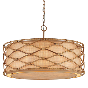 Подвесной светильник  из кованого железа и абажуром из ротанга Wicker Furniture