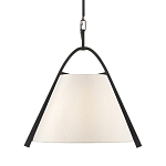 Подвесной светильник в форме конуса с белым тканевым абажуром и чёрным каркасом Stylish Solution варинант исполнения - 1 | Loft Concept в Воронеже